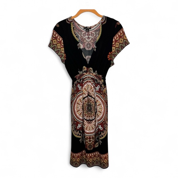 Boho Dress Large Juniors Black and Tribal Print by Snap Casual Office - Picture 1 of 8